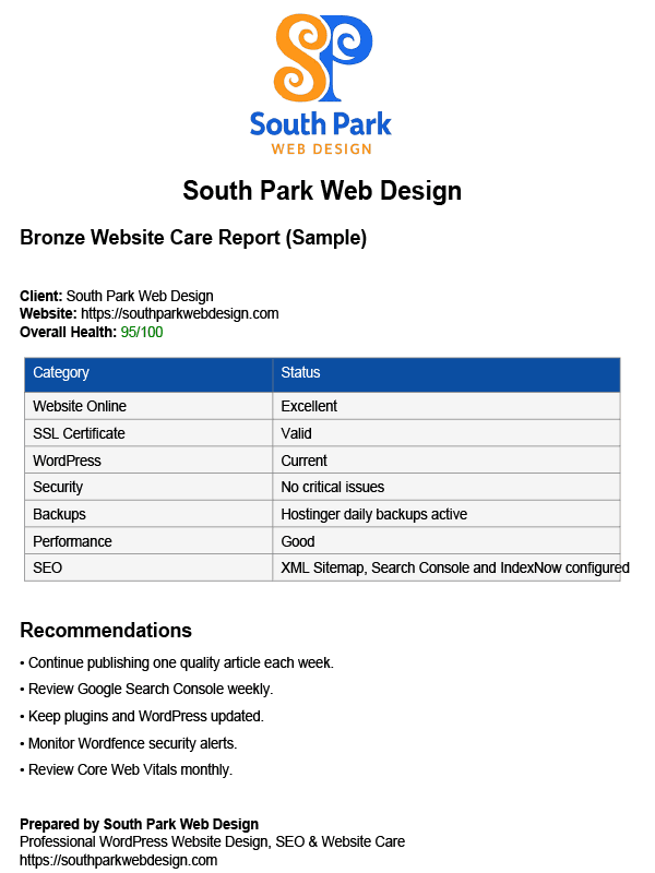 Website Maintenance Charlotte NC 2 weekly report